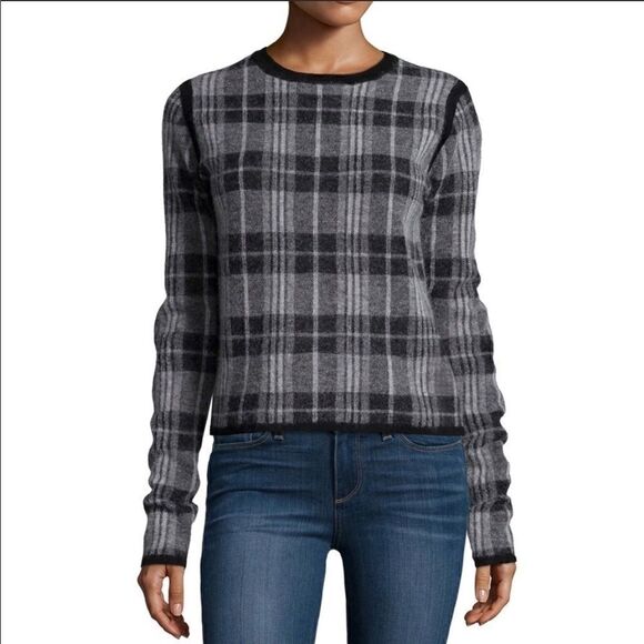 EUC Paige Denim Autry plaid wool alpaca blend sweater sz large - Picture 1 of 8